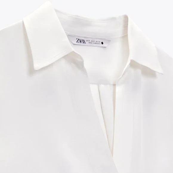 Zara Ecru Satin Blouse 2622/966 - Picture 4 of 6